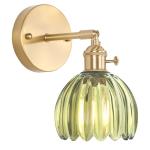 Shenmoyl Vintage Wall Sconces with Cute Green Tulip Glass Lampshade 180 Degree Adjustable Brass Sconces Hradwired Modern Wall Lighting Fixture with Switch for Bedside Bedroom Doorway