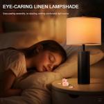 BZZMMB 24.5" Black Lamps Set of 2, Modern Table Lamps for Living Room with USB C+A Ports, Creative Stripe Touch Lamps for Nightstand, 2 Bulbs Included