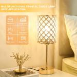 Hong-in Gold Lamps for Night Stands-Crystal Table Lamp with USB-C+A & AC Charging Ports, 3-Way Dimmable Nightstand Touch Lamp, Bedside Desk lamp for Bedroom Living Room Home Office
