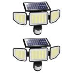 Onforu 4500LM Solar Lights Outdoor, 3 Heads Security Lights with Remote Control, IP65 Waterproof Motion Sensor Lights, 3 Modes Flood Lights for Wall, Porch, Yard, Outside, 2 Pack