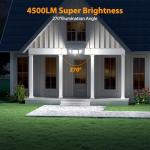 Onforu 4500LM Solar Lights Outdoor, 3 Heads Security Lights with Remote Control, IP65 Waterproof Motion Sensor Lights, 3 Modes Flood Lights for Wall, Porch, Yard, Outside, 2 Pack