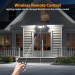 Onforu 4500LM Solar Lights Outdoor, 3 Heads Security Lights with Remote Control, IP65 Waterproof Motion Sensor Lights, 3 Modes Flood Lights for Wall, Porch, Yard, Outside, 2 Pack