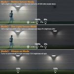 Onforu 4500LM Solar Lights Outdoor, 3 Heads Security Lights with Remote Control, IP65 Waterproof Motion Sensor Lights, 3 Modes Flood Lights for Wall, Porch, Yard, Outside, 2 Pack