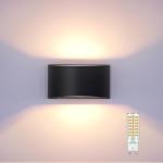 KICAAO Modern LED Wall Sconce,Warm White 3000K,Hardwired Indoor Outdoor Black Wall Lights Set of 2 Up and Down Wall Mount Light for Living Room Bedroom Hallway Corridor Conservatory(with G9 Bulbs)