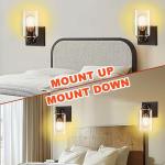 Loyareal Wall Sconces Set of Two, Wall Mounted Bedside Lamps with Rotary Switch, Matte Black Sconces Wall Lighting, Bathroom Light Fixtures with Clear Glass Shade, Wall Lights for Bedroom Living Room