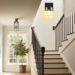 Loyareal Wall Sconces Set of Two, Wall Mounted Bedside Lamps with Rotary Switch, Matte Black Sconces Wall Lighting, Bathroom Light Fixtures with Clear Glass Shade, Wall Lights for Bedroom Living Room