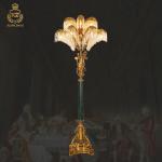 European Living Room Sofa Edge Bedroom Corner Palm Leaf Crystal Floor Lamp Hotel Bedside Decorative Brass Floor Light