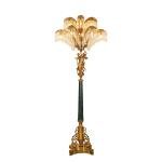 European Living Room Sofa Edge Bedroom Corner Palm Leaf Crystal Floor Lamp Hotel Bedside Decorative Brass Floor Light