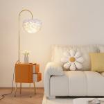 Light luxury next to the sofa in the living room, smart bedside table, integrated desk lamp