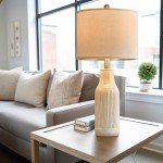 USumkky 23.75" Modern Ceramic Single Table Lamp for Living Room Farmhouse Bedside Nightstand Lamp for Bedroom Home Office Dorm