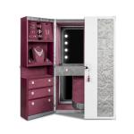 Light luxury high-end solid wood floor-to-ceiling jewelry cabinet dresser with mirror modern