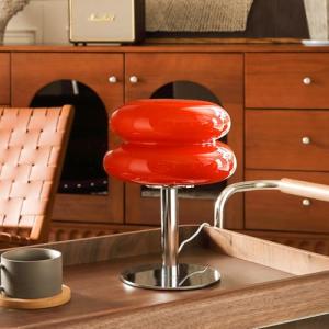 Glivpny Mushroom Lamp for Bedroom,Mid Century Modern Lamp for Nightstand, Dimmable Retro Egg Tart Bedside Small Lamps,Unique Home Mushroom Decor Aesthetic Cute Table Lamps for Living Room(Orange Red)