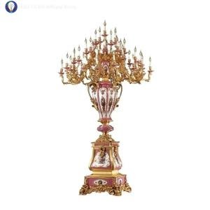 European and American style luxury villa mansion floor lamp pure copper ceramic French lighting lobby luxury Czech crystal lamps