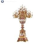 European and American style luxury villa mansion floor lamp pure copper ceramic French lighting lobby luxury Czech crystal lamps