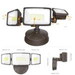 Onforu 75W Flood Lights Outdoor, 7000LM Brightness Security Lights Switch Controlled, 3 Adjustable Heads, IP65 Waterproof, 6500K Wall Mount Exterior LED Flood Light