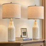 USumkky 23.75" Modern Ceramic Single Table Lamp for Living Room Farmhouse Bedside Nightstand Lamp for Bedroom Home Office Dorm