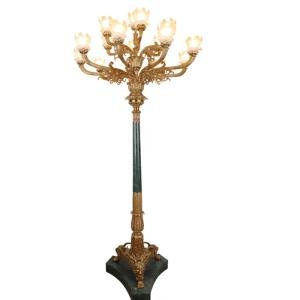 French style, all copper, living room, floor lamp, large, luxury, vintage, European style