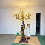 French style, all copper, living room, earth lamp, European style, luxury, floor lamp