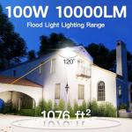 Leddictive 2 Pack LED Flood Lights Outdoor, 100W 10000LM Super Bright Floodlight Outside Work Light with 5.9FT Plug, IP65 Waterproof 6000K Outdoor LED Flood Light for Garage, Yard, Lawn, Garden