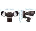 LEONLITE COB LED Security Light, Motion Sensor Flood Lights Outdoor, Aluminum, 3 Modes Motion Detector+Dusk to Dawn+Switch Control, 100-277V, Adjustable 2-Head, IP65, 5000K Daylight, ETL, Bronze