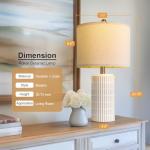 PoKat 20.75" Small Modern Ceramic Table Lamps Set of 2 for Bedroom, White Bedside Lamps for Night Stands, Farmhouse Desk Decor Nightstand Table Lamps for Living Room End Table Beige