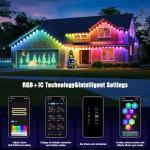 JOH Permanent Outdoor Lights, 100FT RGB+IC Smart LED Outdoor Lights with App/Remote Control, DIY Scene Modes Lighting & IP67 Waterproof, Eaves Light for Christmas, Holiday, Daily Decorations