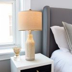 USumkky 23.75" Modern Ceramic Single Table Lamp for Living Room Farmhouse Bedside Nightstand Lamp for Bedroom Home Office Dorm