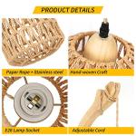 Frideko Plug in Wall Sconces Set of Two Hand Woven Lamp with Cord Rattan Lights Farmhouse Sconce Mounted Light Boho Lighting for Bedroom Living Room