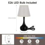 FAISHILAN Touch Table Lamp for Bedroom Set of 2, Farmhouse 3-Way Dimmable Table Lamps for Nightstand with Fabric Shade, Lamps for Living Room，Desk Lamps for Home Office, Black Lamp for Bedroom