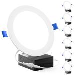 Sunco Lighting 6 Pack 6 Inch Ultra Thin LED Recessed Ceiling Lights, 6000K Daylight Deluxe, Dimmable, 14W, Wafer Thin, Canless with Junction Box