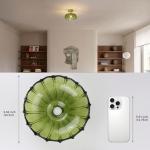 Shenmoyl Semi Flush Mount Gold Vintage Lights Fixture with Green Peony Glass, Bulb Included, 4.72" Base Modern Ceiling Light for Kitchen, Bedroom