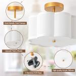 Bargeni Semi Flush Mount Ceiling Light,13 inch Modern Ceiling Light Fixture,Gold Light Fixtures Ceiling Mount with Flower-Shaped Fabric Shade, Flush Mount Light Fixture for Bedroom,Living Room,Hallway