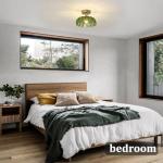 Shenmoyl Semi Flush Mount Gold Vintage Lights Fixture with Green Peony Glass, Bulb Included, 4.72" Base Modern Ceiling Light for Kitchen, Bedroom