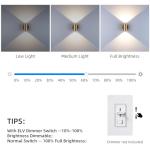 Tubicen Up Down Wall Sconce Indoor Dimmable Home Theater Wall Sconces 7W Bright Indoor LED Cylinder Wall Lights for Living Room Hallway Stairway Hardwired 5.4" H Gold