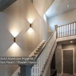 Tubicen Up Down Wall Sconce Indoor Dimmable Home Theater Wall Sconces 7W Bright Indoor LED Cylinder Wall Lights for Living Room Hallway Stairway Hardwired 5.4" H Gold