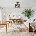 2-Light Retro Wood and Metal Ceiling Light Fixture
