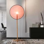 Modern Creative Circular Fabric LED Floor Lamp Living Room Bedroom Study Wooden Reading Light Indoor Decoration Lighting Fixture