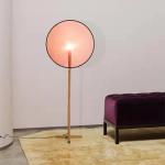 Modern Creative Circular Fabric LED Floor Lamp Living Room Bedroom Study Wooden Reading Light Indoor Decoration Lighting Fixture