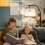 SUNMORY Floor Lamps for Living Room, 9W Bulb Included, Tall Lamp for Bedroom with Adjustable Head, Modern Standing Lamp, 0-100% Dimmable Arc Floor Lamp for Dining Room Office Nursery, Black.