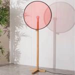 Modern Creative Circular Fabric LED Floor Lamp Living Room Bedroom Study Wooden Reading Light Indoor Decoration Lighting Fixture