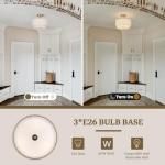 Semi Flush Mount Ceiling Light Fixture,12.6'' Gold Light Fixtures Ceiling Mount, Modern Close to Ceiling Light with 2-Layer Linen Shade,Farmhouse Drum Ceiling Light for Bedroom Hallway Living Room