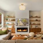 Semi Flush Mount Ceiling Light Fixture,12.6'' Gold Light Fixtures Ceiling Mount, Modern Close to Ceiling Light with 2-Layer Linen Shade,Farmhouse Drum Ceiling Light for Bedroom Hallway Living Room