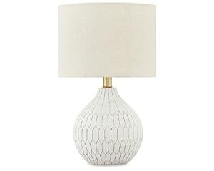 Signature Design by Ashley Wardmont 18" Modern Dimensional Design Ceramic Table Lamp, White