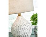 Signature Design by Ashley Wardmont 18" Modern Dimensional Design Ceramic Table Lamp, White