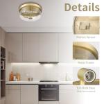 Luminzone Motion Sensor Ceiling Light Indoor, 2-Light Hallway Lighting Fixtures with Motion Sensor Flush Mount, Modern Farmhouse Ceiling Lamp Clear Glass for Kitchen Porch Entryway Brushed Gold