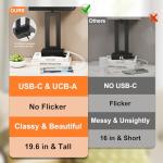 Seealle Nightstand Table Lamps for Bedrooms Set of 2 - Touch Bedside Lamp with USB C+A, 3 Way Dimmable Living Room End Tables 2, Modern Night Stand Bed Side Guest Room(Black) E. Black