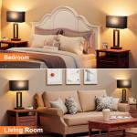 Seealle Nightstand Table Lamps for Bedrooms Set of 2 - Touch Bedside Lamp with USB C+A, 3 Way Dimmable Living Room End Tables 2, Modern Night Stand Bed Side Guest Room(Black) E. Black