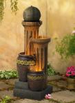 Sphere Jugs and Column Rustic Outdoor Floor Water Fountain 50" High with LED Light Cascading for Garden Patio Backyard Deck