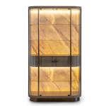 Light luxury arc glass wine cabinet villa high-end wall display cabinet luminous back panel living room
