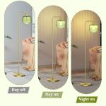 Glass Floor Lamp for Living Room, Modern Standing Lamp with Green Ribbed Glass Lampshade and Pedal Switch, 66” Tall Lamp & Gold Floor Lamp for Bedroom Study Room,Brushed Gold(3000K LED Bulb Included)